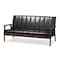 Baxton Studio Nikko Mid-century Black Faux Leather Wooden 3-Seater Sofa 121-6748 - alternate 5